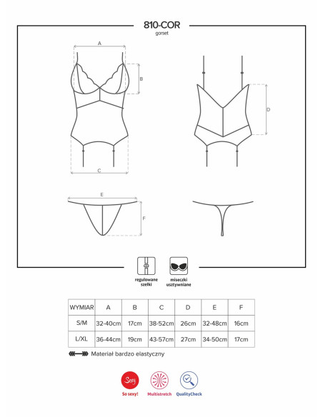 Bielizna-810-COR-2 gorset i stringi biały  S/M