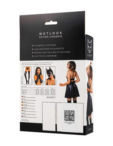 Glossy Marisa, dress, wetlook, black, L