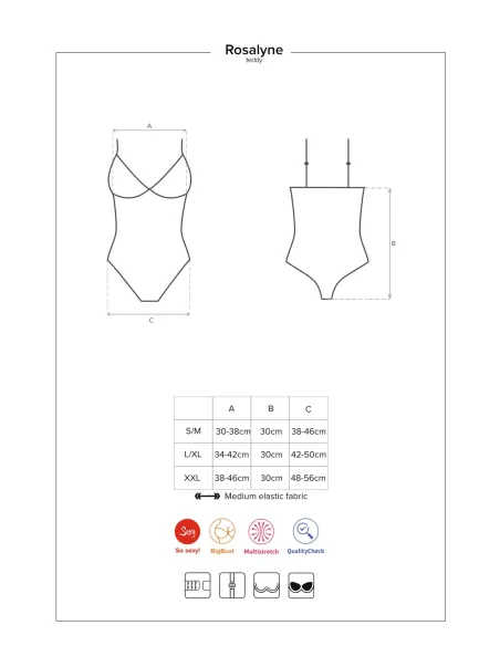 Bielizna-Rosalyne body czerwone  S/M