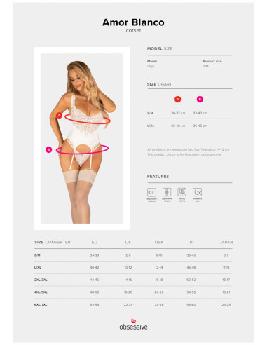 Bielizna-Amor Blanco gorset i stringi biały  S/M
