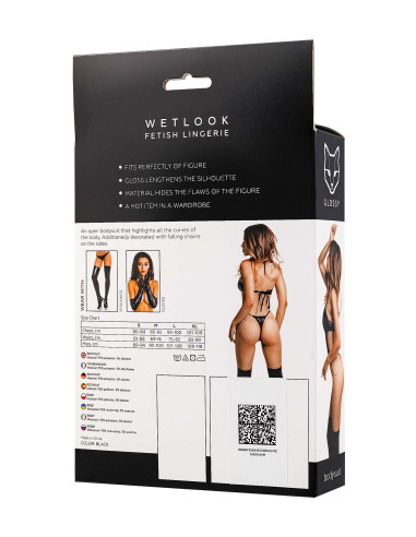 Glossy Reina, bodysuit, wetlook, black, XL