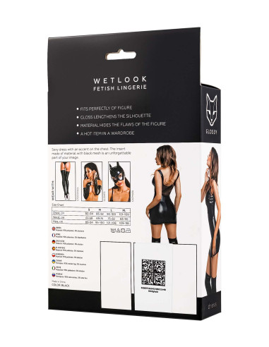 Glossy Rimma, dress, wetlook, black, M
