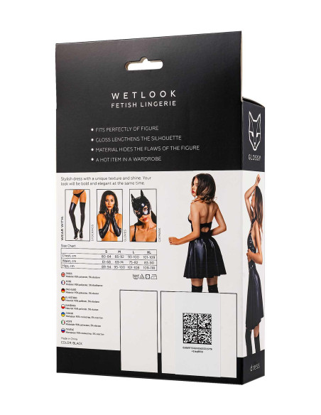 Glossy Marisa, dress, wetlook, black, XL